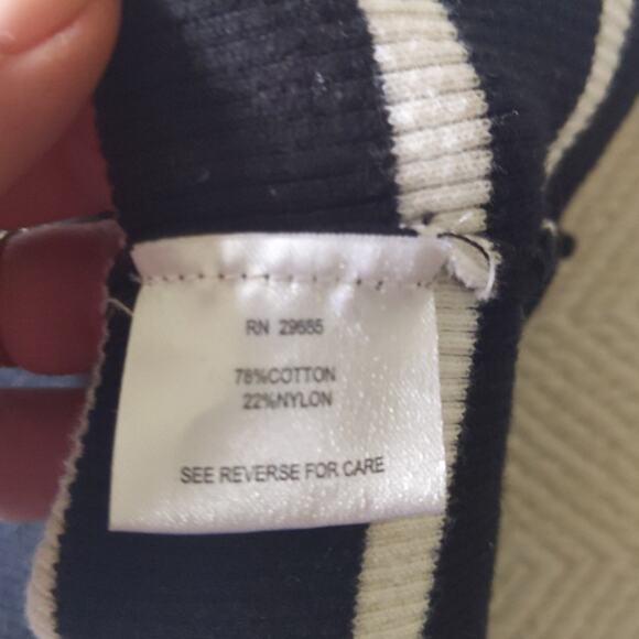 PENDLETON Black White Striped Long Sleeve Top Ribbed Cotton Parisian Chic M - Picture 4 of 6